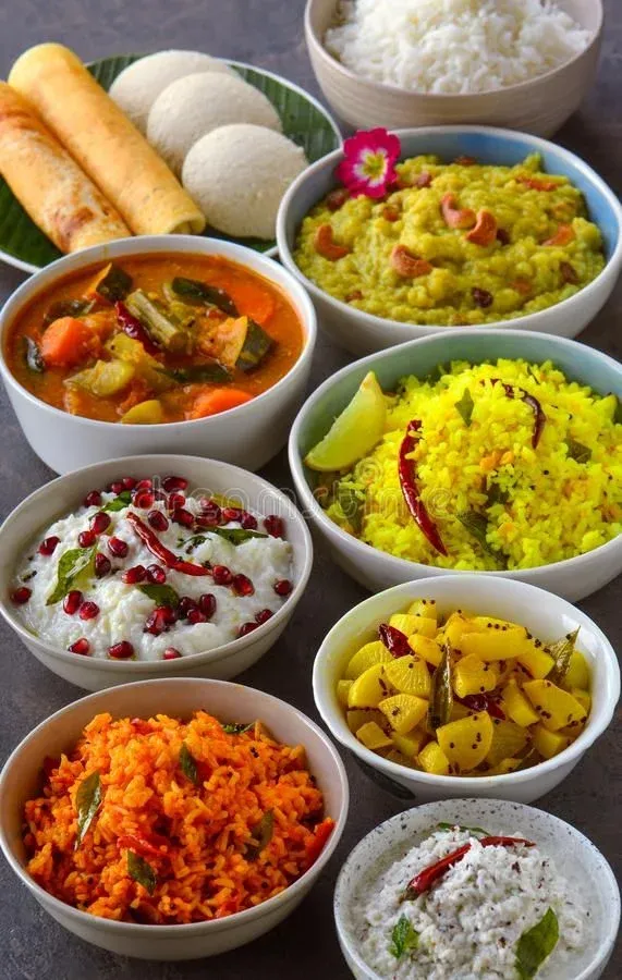 South Indian spread with idli and dosa